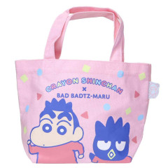 Japan Crayon Shinchan × Sanrio Mini Tote Bag - Badtz-maru & Shinnosuke Nohara : Light Pink