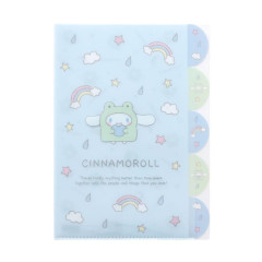 Japan Sanrio 5 Pockets A4 Clear File - Cinnamoroll : Onesie Frog