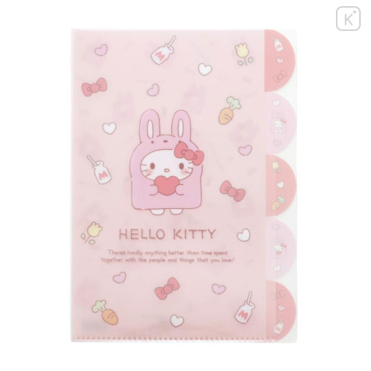 Japan Sanrio 5 Pockets A4 Clear File - Hello Kitty : Onesie Rabbit - 1