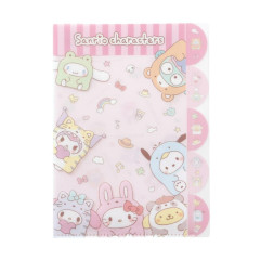 Japan Sanrio 5 Pockets A4 Clear File - Characters Onesie