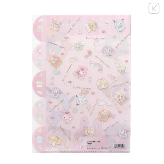 Japan Sanrio 5 Pockets A4 Clear File - Characters Onesie - 2