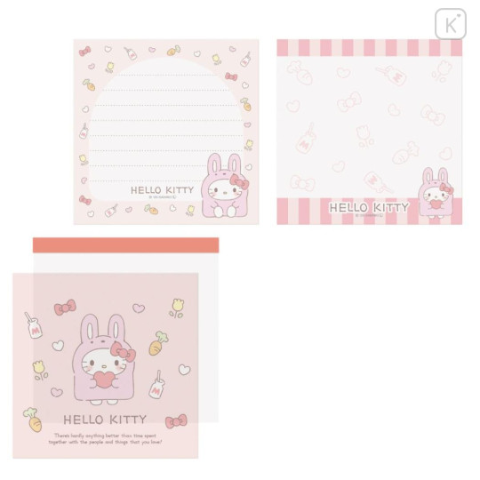 Japan Sanrio Square Memo Pad - Hello Kitty : Onesie Rabbit - 1
