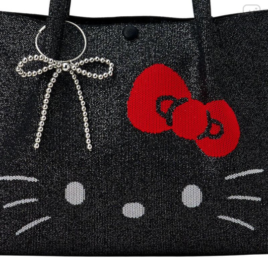 Japan Sanrio Rootote Deli Tote Bag - Hello Kitty : Sparkling Face Black - 4