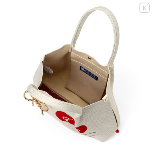 Japan Sanrio Rootote Deli Tote Bag - Hello Kitty : Sparkling Face Ivory - 3