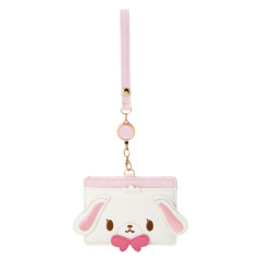 Japan Sanrio Pass Case Card Holder & Reel - Sugarbunnies : Shirousa Face Pink