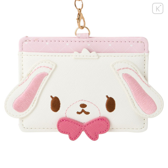 Japan Sanrio Pass Case Card Holder & Reel - Sugarbunnies : Shirousa Face Pink - 2