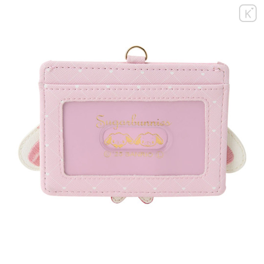 Japan Sanrio Pass Case Card Holder & Reel - Sugarbunnies : Shirousa Face Pink - 3