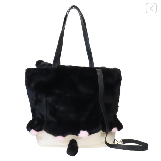 Japan Sanrio Rootote 2way Tall Backpack & Tote Bag - Kuromi : Fluffy Cryptid - 2