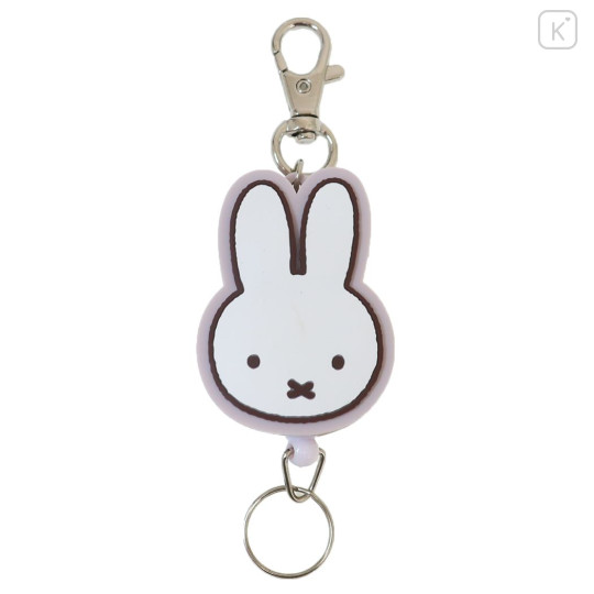 Japan Miffy Rubber Reel Keychain - Miffy : Face Light Purple - 1