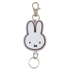 Japan Miffy Rubber Reel Keychain - Miffy : Face Light Purple