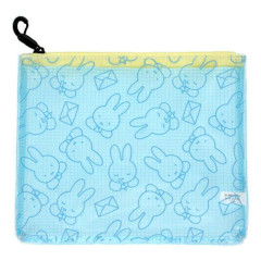 Japan Miffy Clear Flat Pouch - Miffy : Writing Light Blue