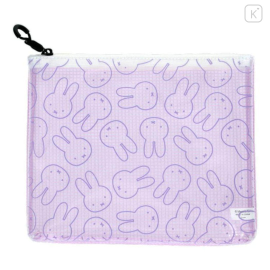 Japan Miffy Clear Flat Pouch - Miffy : Face Light Purple - 1