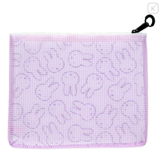 Japan Miffy Clear Flat Pouch - Miffy : Face Light Purple - 2