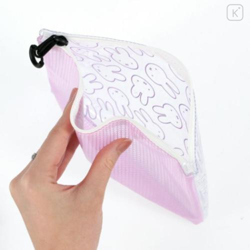 Japan Miffy Clear Flat Pouch - Miffy : Face Light Purple - 4