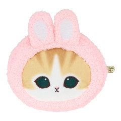 Japan Mofusand Face-shaped Mini Pouch - Rabbit Cat Nyan
