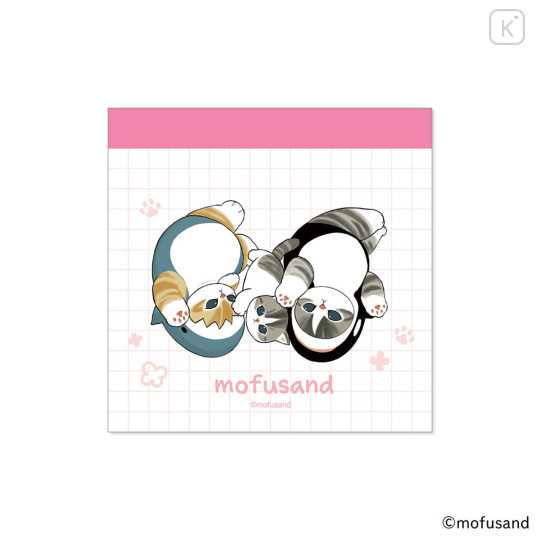 Japan Mofusand Square Memo Pad - Shark Cat Nyan Good Friendship Day Pink - 1