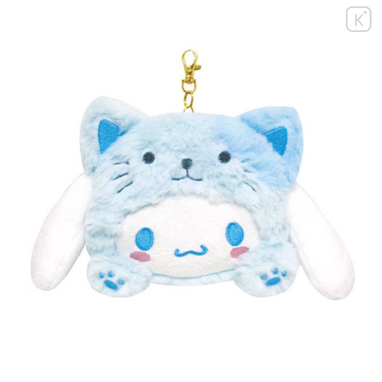 Japan Sanrio Face Pass Case with Reel - Cinnamoroll : Cheers Banzai Series Cat - 1