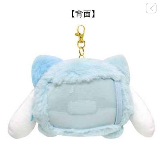 Japan Sanrio Face Pass Case with Reel - Cinnamoroll : Cheers Banzai Series Cat - 2