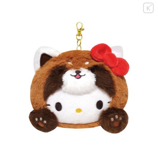 Japan Sanrio Face Pass Case with Reel - Hello Kitty : Cheers Banzai Series Red Panda - 1