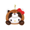 Japan Sanrio Face Pass Case with Reel - Hello Kitty : Cheers Banzai Series Red Panda - 1