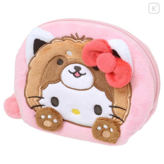 Japan Sanrio Round Cosmetic Pouch (S) - Hello Kitty : Cheers Banzai Series Red Panda - 1
