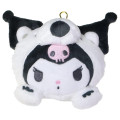 Japan Sanrio Face Pass Case with Reel - Kuromi : Cheers Banzai Series Anteater - 1