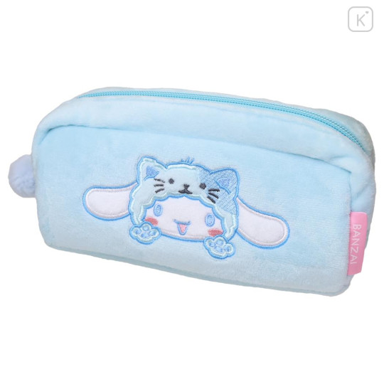 Japan Sanrio Twin Fluffy Plush Pen Case - Cinnamoroll : Cheers Banzai Series Cat - 1