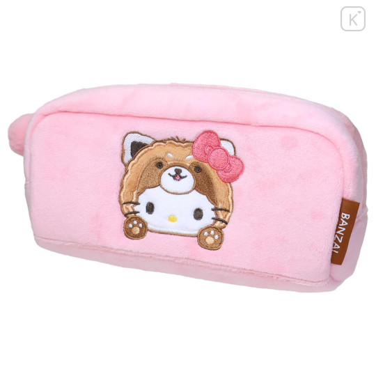 Japan Sanrio Twin Fluffy Plush Pen Case - Hello Kitty : Cheers Banzai Series Red Panda - 1