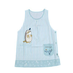 Japan Mofusand Apron - Hedgehog Cat & Butterfly Blue Stripe