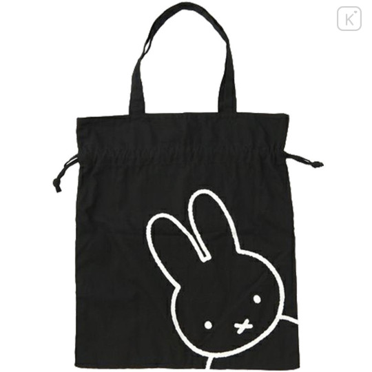 Japan Miffy Drawstring Tote Bag - Miffy : Face Black - 1