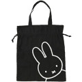 Japan Miffy Drawstring Tote Bag - Miffy : Face Black - 1