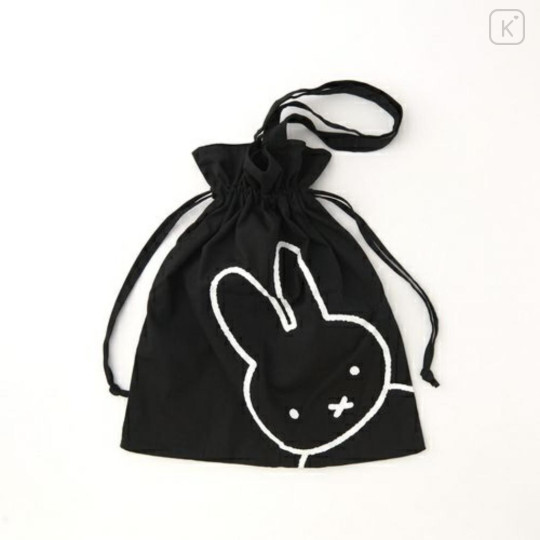 Japan Miffy Drawstring Tote Bag - Miffy : Face Black - 3