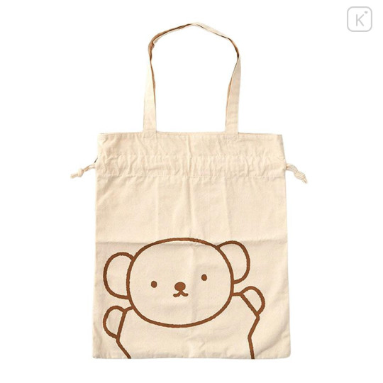 Japan Miffy Drawstring Tote Bag - Boris : Face Beige - 1