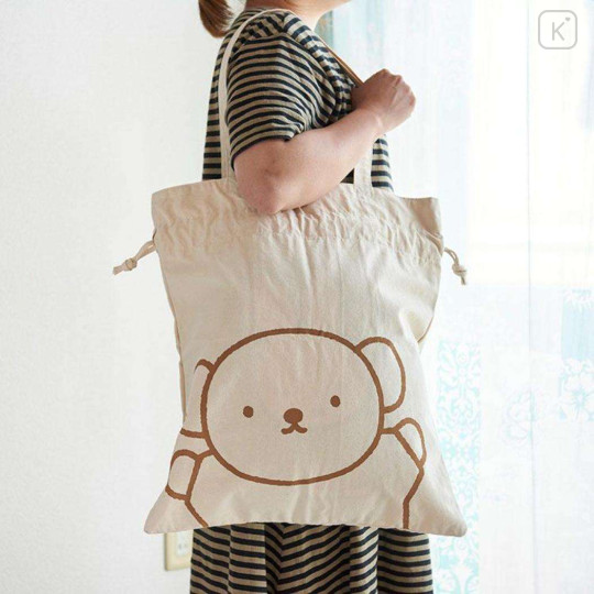 Japan Miffy Drawstring Tote Bag - Boris : Face Beige - 3