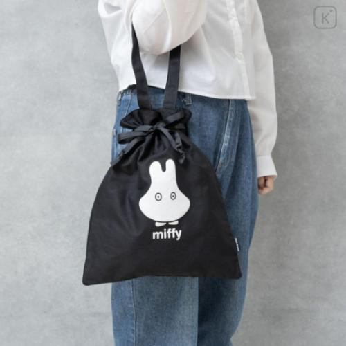 Japan Miffy Drawstring Tote Bag - Miffy : Ghost Black - 4