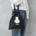 Japan Miffy Drawstring Tote Bag - Miffy : Ghost Black - 4