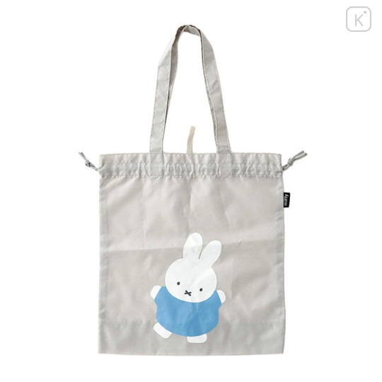 Japan Miffy Drawstring Eco Shopping Bag - Miffy : Grey Blue Dress - 1