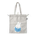 Japan Miffy Drawstring Eco Shopping Bag - Miffy : Grey Blue Dress - 1
