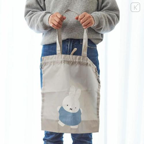 Japan Miffy Drawstring Eco Shopping Bag - Miffy : Grey Blue Dress - 4