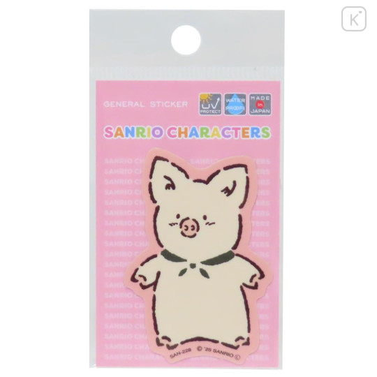 Japan Sanrio Vinyl Sticker - Zashikibuta Pig Smile Retro - 1