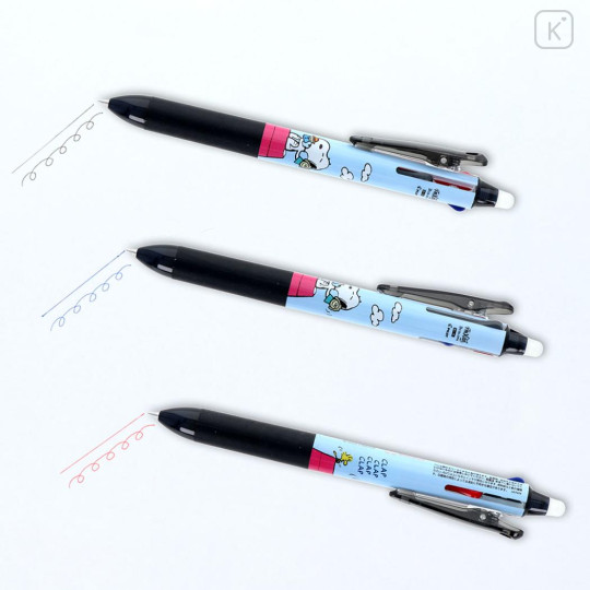 Japan Peanuts FriXion Ball 3 Slim Color Multi Erasable Gel Pen - Snoopy & Woodstock : Comic Scene Playing Doll - 3
