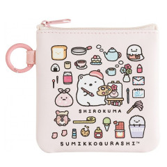 Japan San-X Mini Flat Pouch Multi-Case with Carabiner - Sumikko Gurashi : Sumikko's Favorite Shirokuma Light Pink