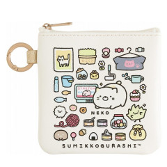 Japan San-X Mini Flat Pouch Multi-Case with Carabiner - Sumikko Gurashi : Sumikko's Favorite Neko Light Yellow