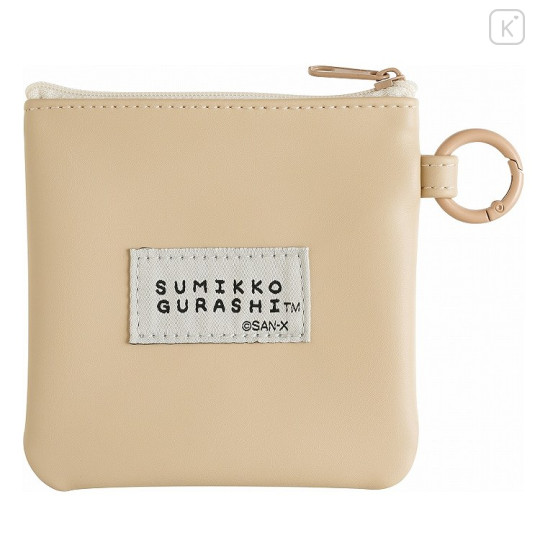 Japan San-X Mini Flat Pouch Multi-Case with Carabiner - Sumikko Gurashi : Sumikko's Favorite Neko Light Yellow - 2