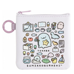 Japan San-X Mini Flat Pouch Multi-Case with Carabiner - Sumikko Gurashi : Sumikko's Favorite Tokage Light Blue