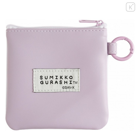 Japan San-X Mini Flat Pouch Multi-Case with Carabiner - Sumikko Gurashi : Sumikko's Favorite Tokage Light Blue - 2
