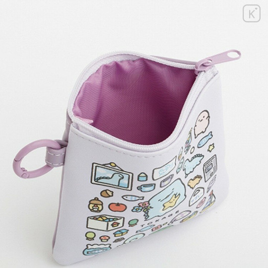Japan San-X Mini Flat Pouch Multi-Case with Carabiner - Sumikko Gurashi : Sumikko's Favorite Tokage Light Blue - 3