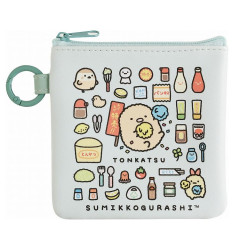 Japan San-X Mini Flat Pouch Multi-Case with Carabiner - Sumikko Gurashi : Sumikko's Favorite Tonkatsu Fried Pork & Ebifurai