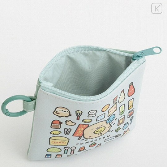 Japan San-X Mini Flat Pouch Multi-Case with Carabiner - Sumikko Gurashi : Sumikko's Favorite Tonkatsu Fried Pork & Ebifurai - 3