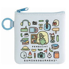 Japan San-X Mini Flat Pouch Multi-Case with Carabiner - Sumikko Gurashi : Sumikko's Favorite Penguin?